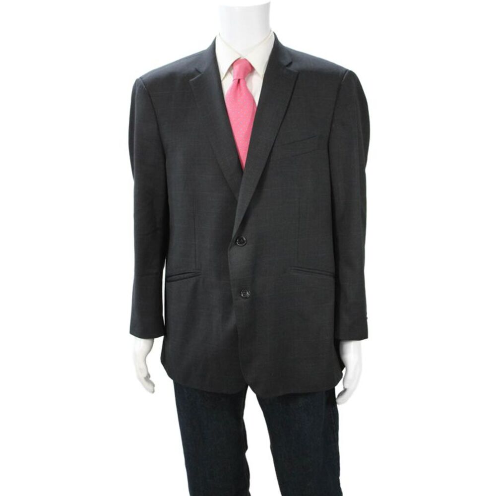 Indochino Men Dark Gray Check Wool Suit Jacket Button Size 34